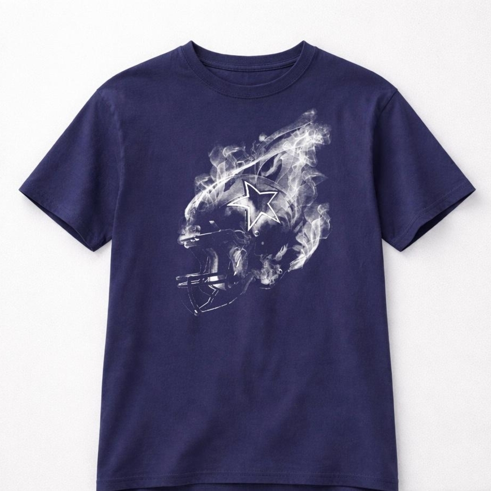 NFL Navy Tee with White Smoky Helmet Graphic